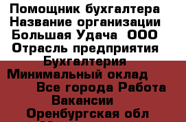 Помощник бухгалтера › Название организации ­ Большая Удача, ООО › Отрасль предприятия ­ Бухгалтерия › Минимальный оклад ­ 30 000 - Все города Работа » Вакансии   . Оренбургская обл.,Медногорск г.